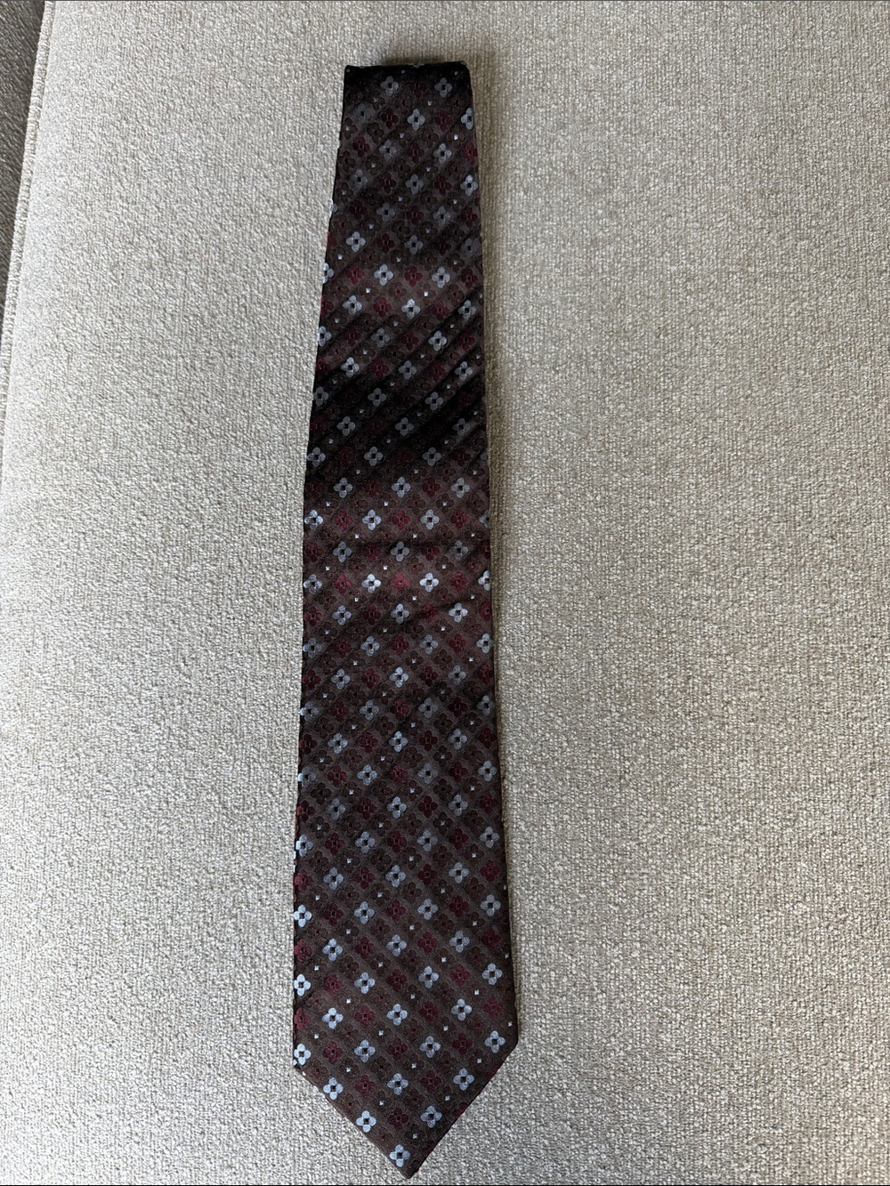 Ermenegildo Zegna Brown Tie with Blue and Burgundy Floral Motif